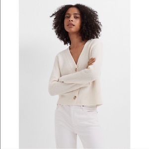 Club Monaco Button Cropped Cardigan in Cream